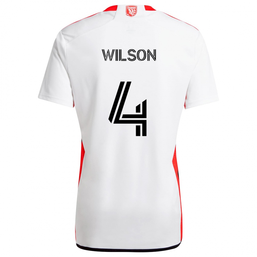 Børn Bruno Wilson #4 Hvid Rød Udebane Spillertrøjer 2024/25 Trøje T-Shirt