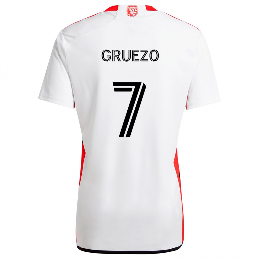 Børn Carlos Gruezo #7 Hvid Rød Udebane Spillertrøjer 2024/25 Trøje T-Shirt