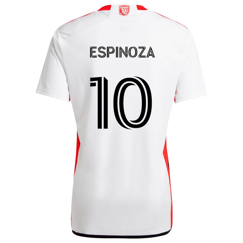 Børn Cristian Espinoza #10 Hvid Rød Udebane Spillertrøjer 2024/25 Trøje T-Shirt