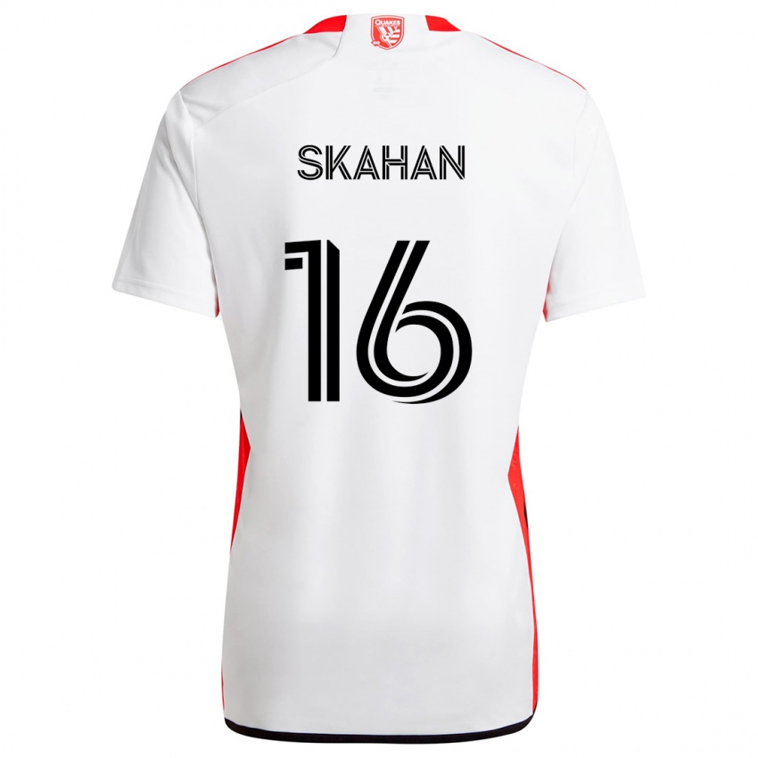 Børn Jack Skahan #16 Hvid Rød Udebane Spillertrøjer 2024/25 Trøje T-Shirt