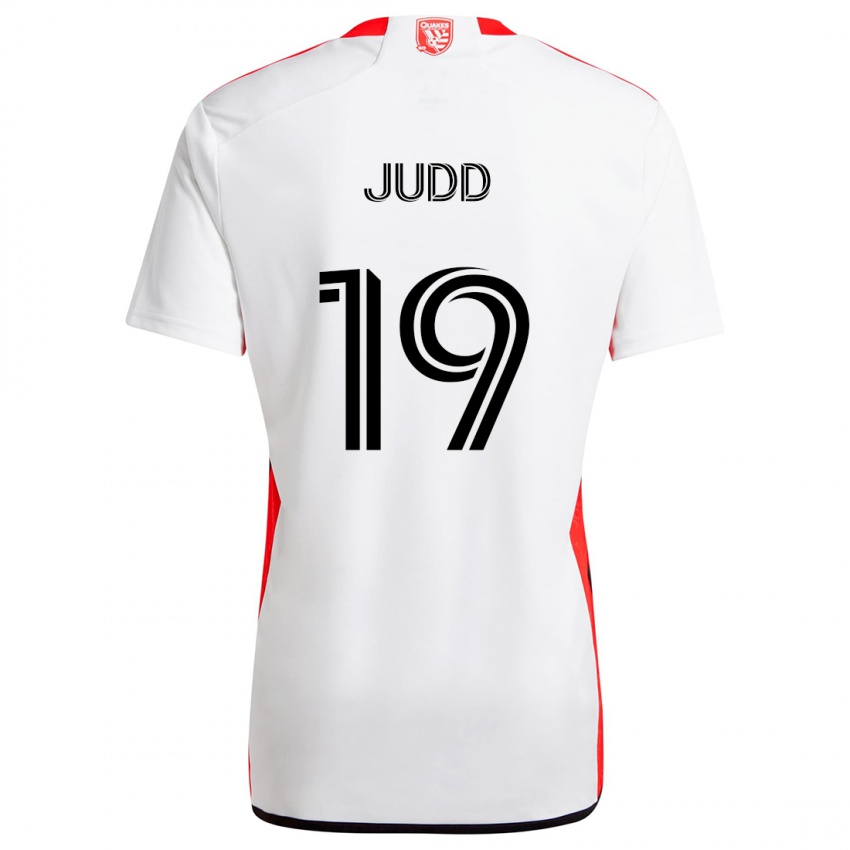 Børn Preston Judd #19 Hvid Rød Udebane Spillertrøjer 2024/25 Trøje T-Shirt