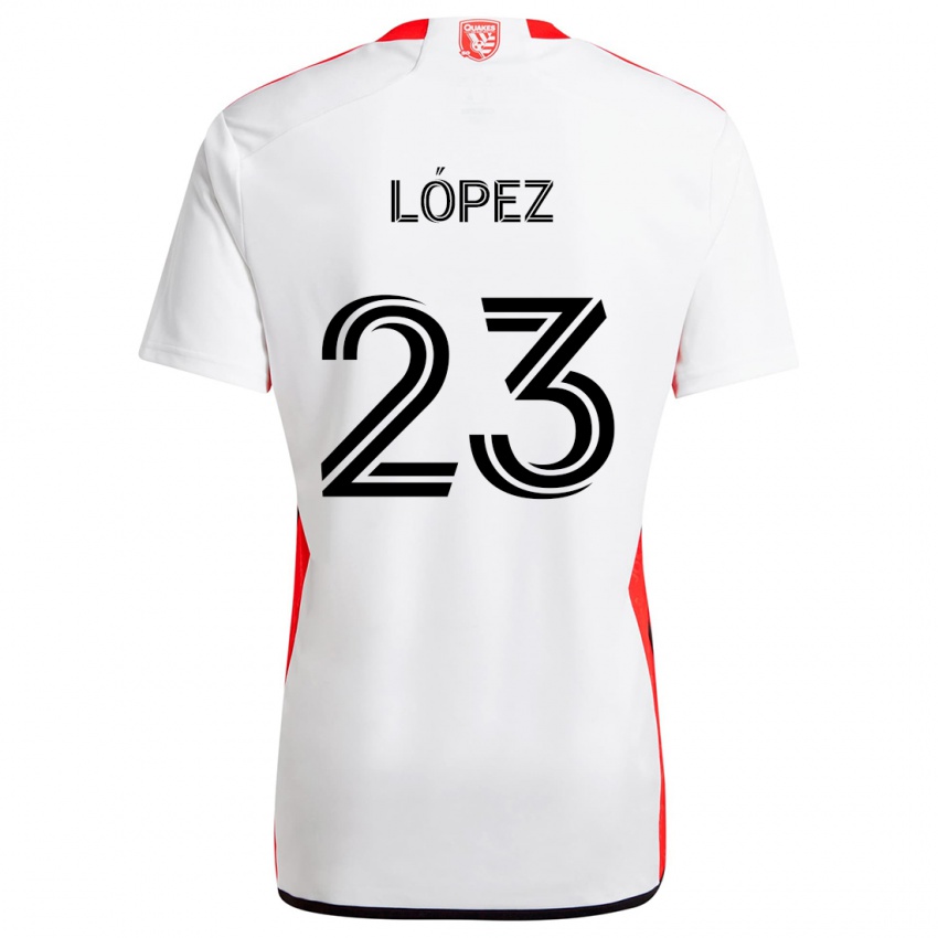 Børn Hernán López #23 Hvid Rød Udebane Spillertrøjer 2024/25 Trøje T-Shirt