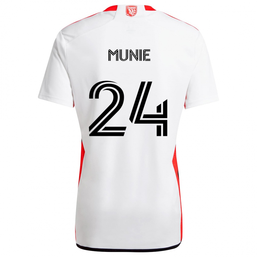 Børn Daniel Munie #24 Hvid Rød Udebane Spillertrøjer 2024/25 Trøje T-Shirt