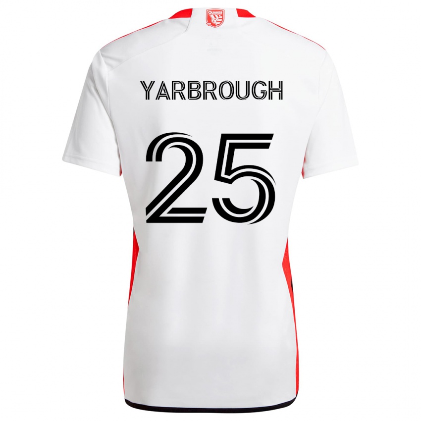 Børn William Yarbrough #25 Hvid Rød Udebane Spillertrøjer 2024/25 Trøje T-Shirt