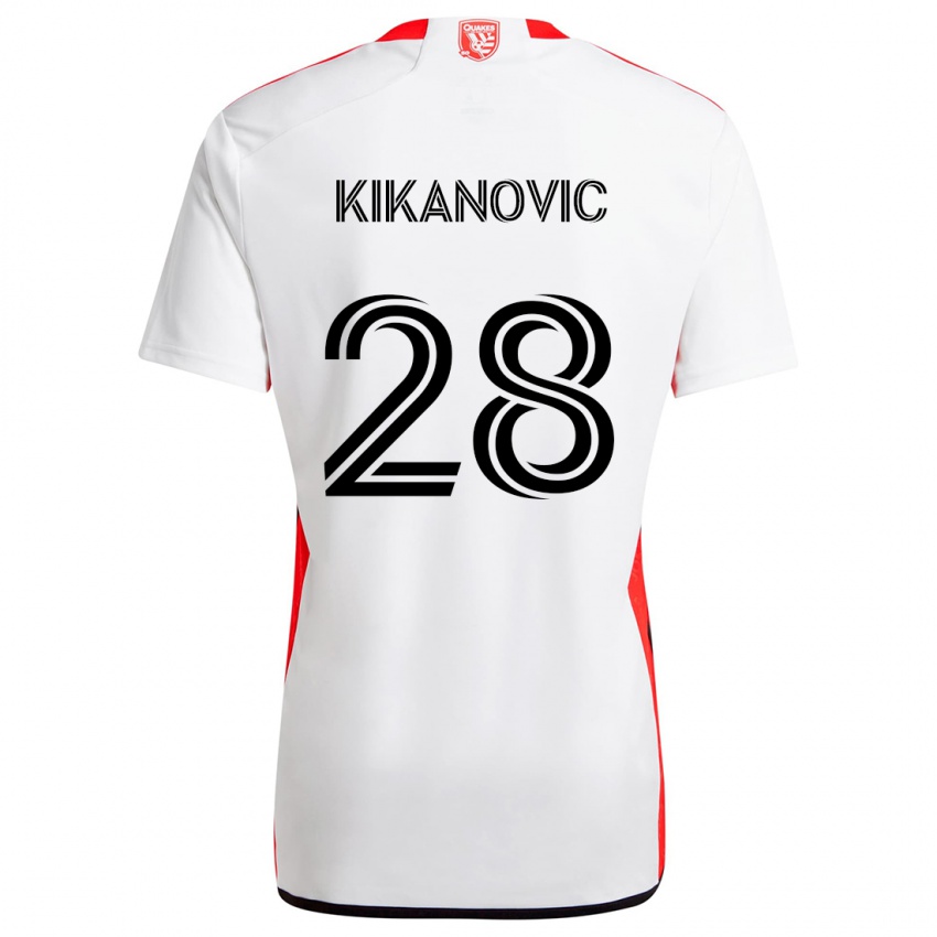 Børn Benjamin Kikanovic #28 Hvid Rød Udebane Spillertrøjer 2024/25 Trøje T-Shirt