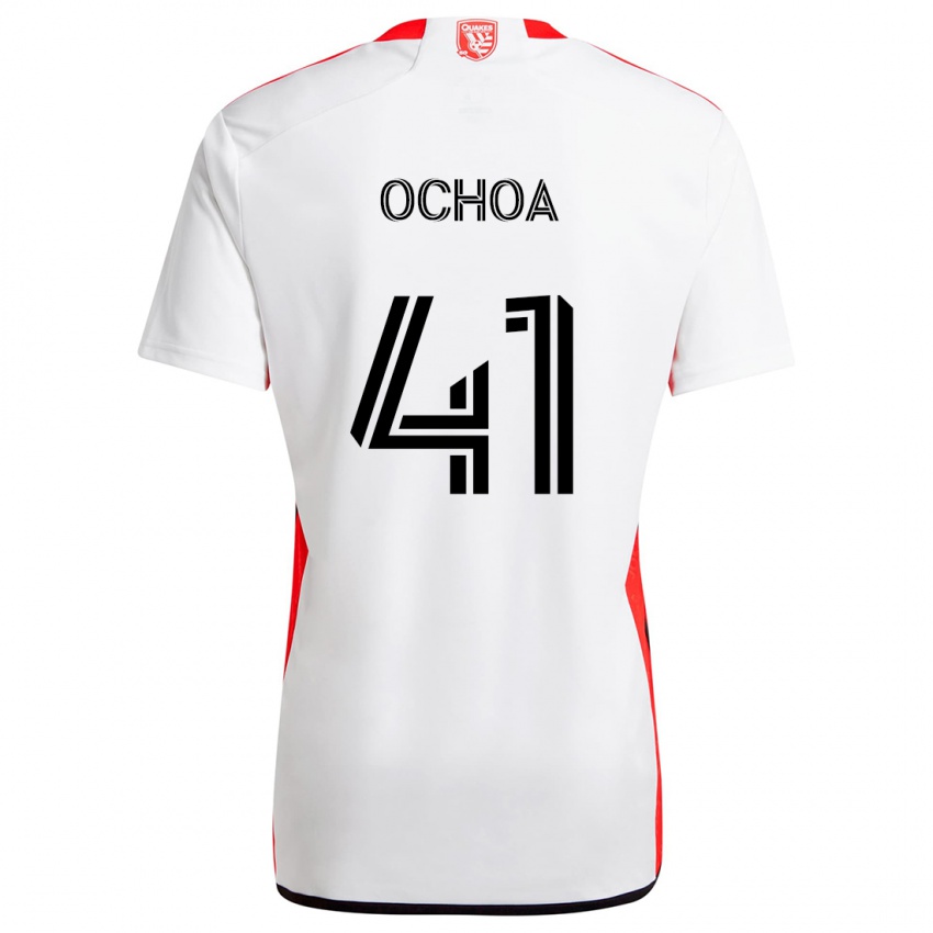 Børn Emmanuel Ochoa #41 Hvid Rød Udebane Spillertrøjer 2024/25 Trøje T-Shirt