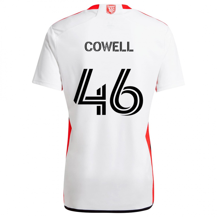 Børn Chance Cowell #46 Hvid Rød Udebane Spillertrøjer 2024/25 Trøje T-Shirt