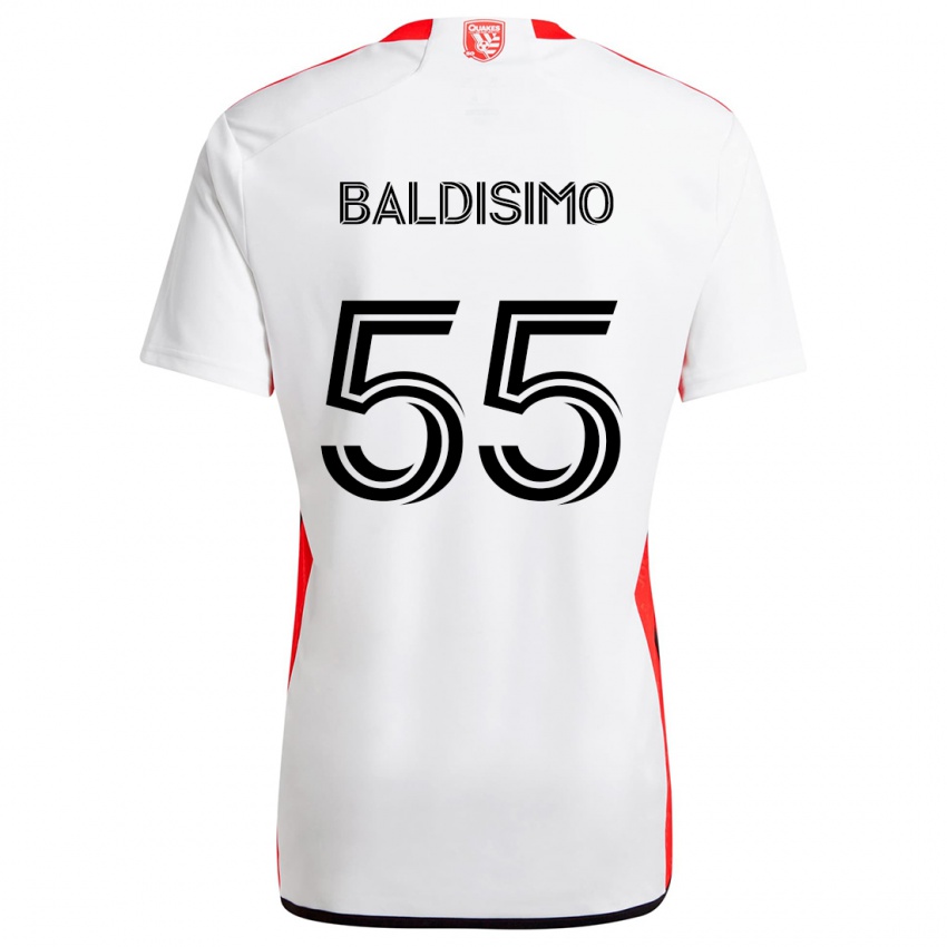 Børn Michael Baldisimo #55 Hvid Rød Udebane Spillertrøjer 2024/25 Trøje T-Shirt