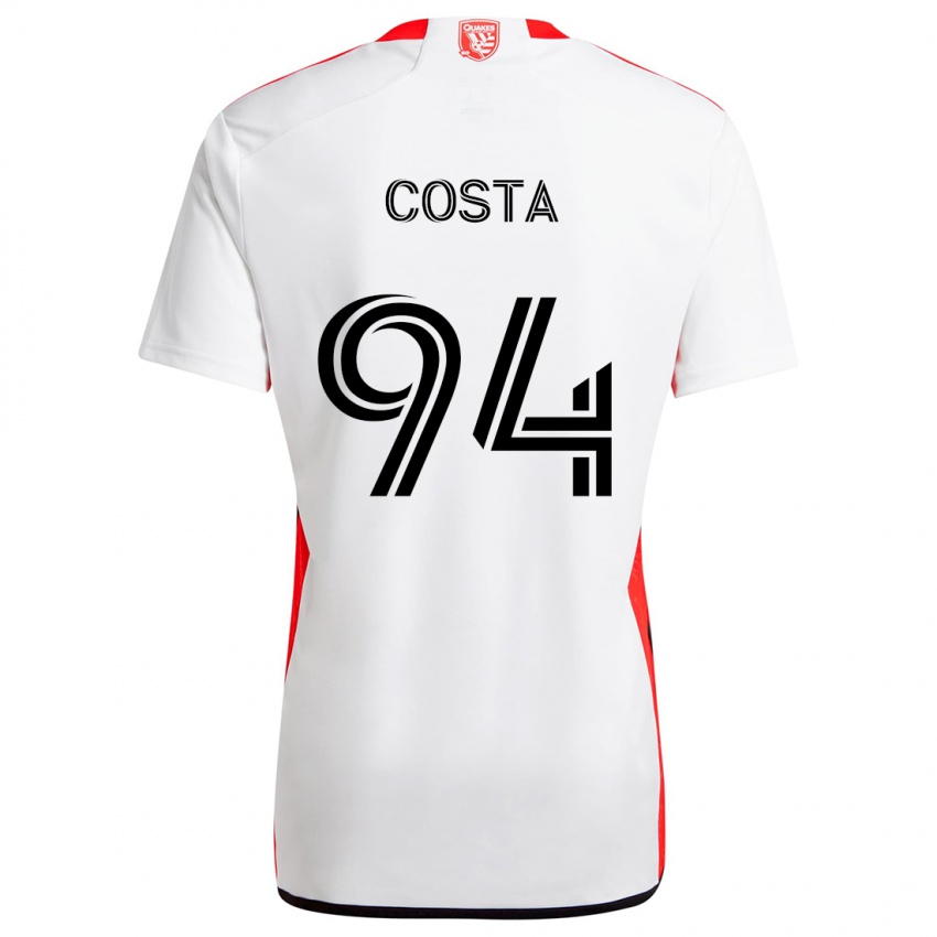 Børn Vítor Costa #94 Hvid Rød Udebane Spillertrøjer 2024/25 Trøje T-Shirt