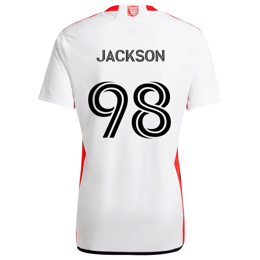 Børn Jacob Jackson #98 Hvid Rød Udebane Spillertrøjer 2024/25 Trøje T-Shirt