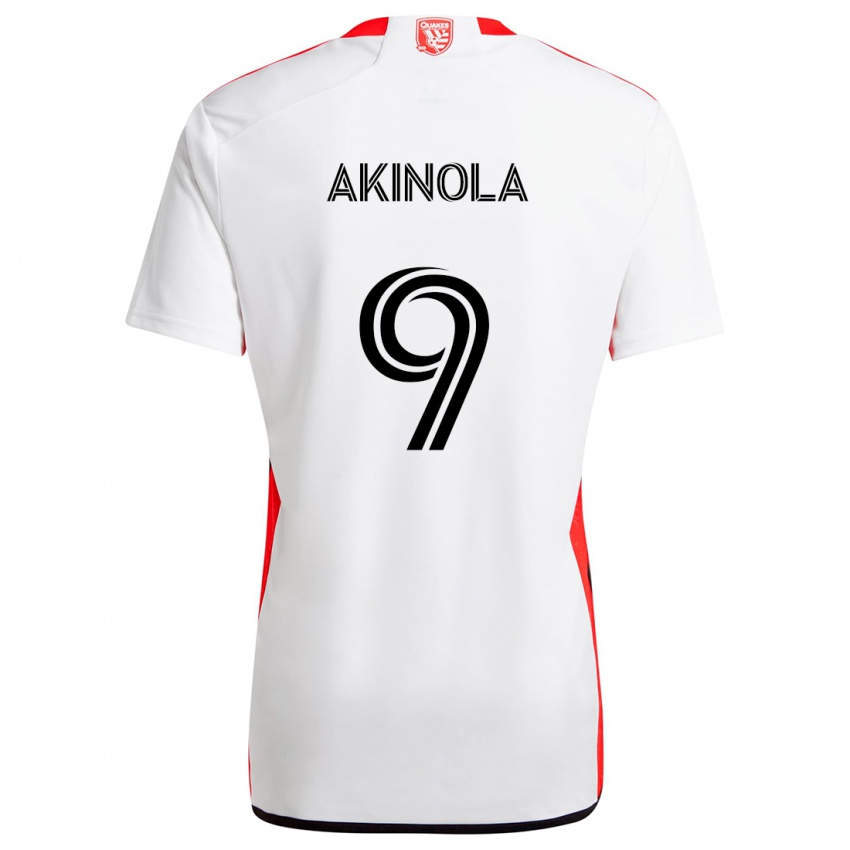 Børn Ayo Akinola #9 Hvid Rød Udebane Spillertrøjer 2024/25 Trøje T-Shirt