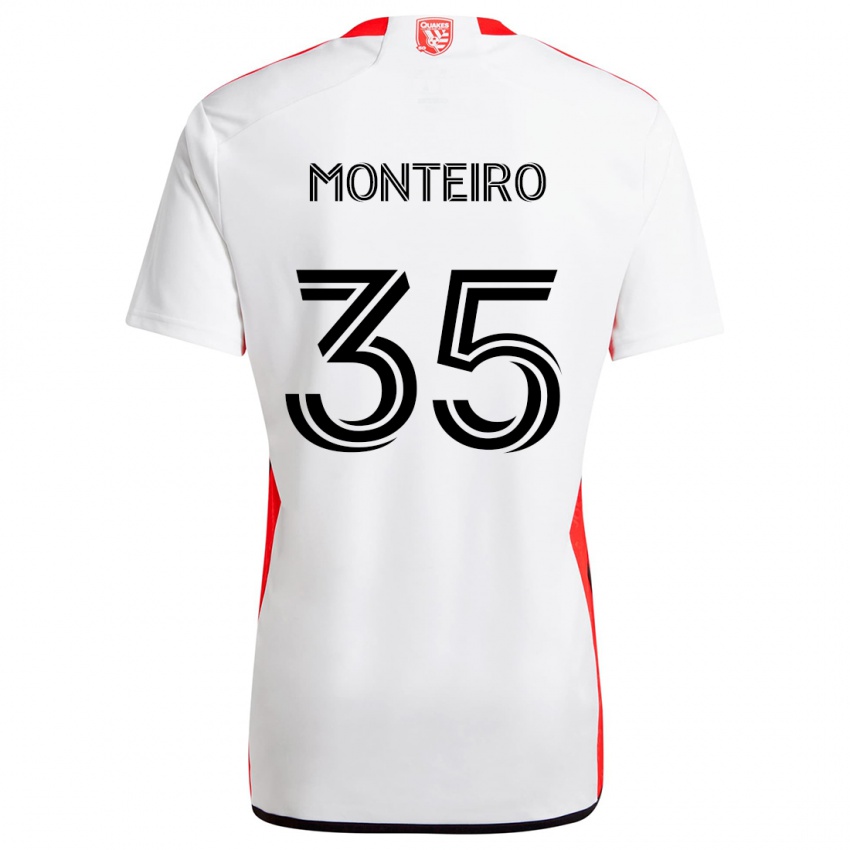 Børn Jamiro Monteiro #35 Hvid Rød Udebane Spillertrøjer 2024/25 Trøje T-Shirt