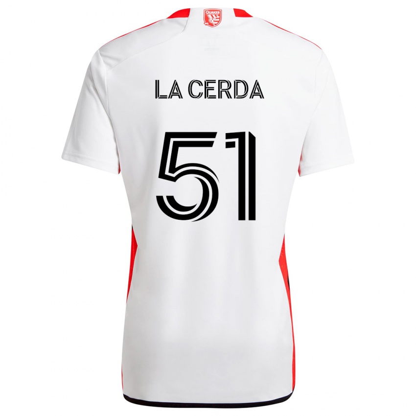 Børn Eric De La Cerda #51 Hvid Rød Udebane Spillertrøjer 2024/25 Trøje T-Shirt