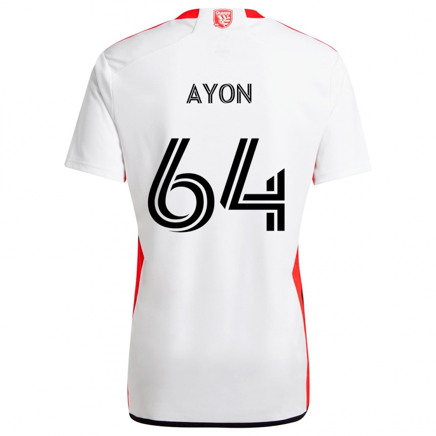 Børn Jerry Ayon #64 Hvid Rød Udebane Spillertrøjer 2024/25 Trøje T-Shirt