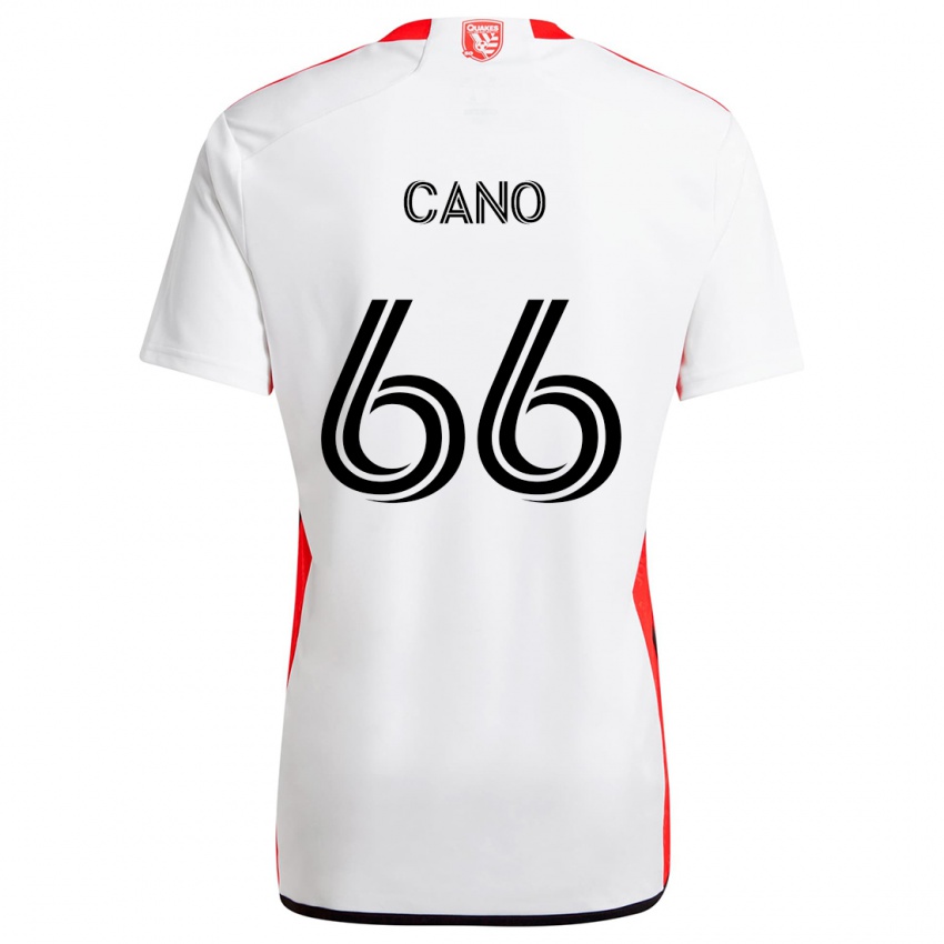 Børn Alejandro Cano #66 Hvid Rød Udebane Spillertrøjer 2024/25 Trøje T-Shirt