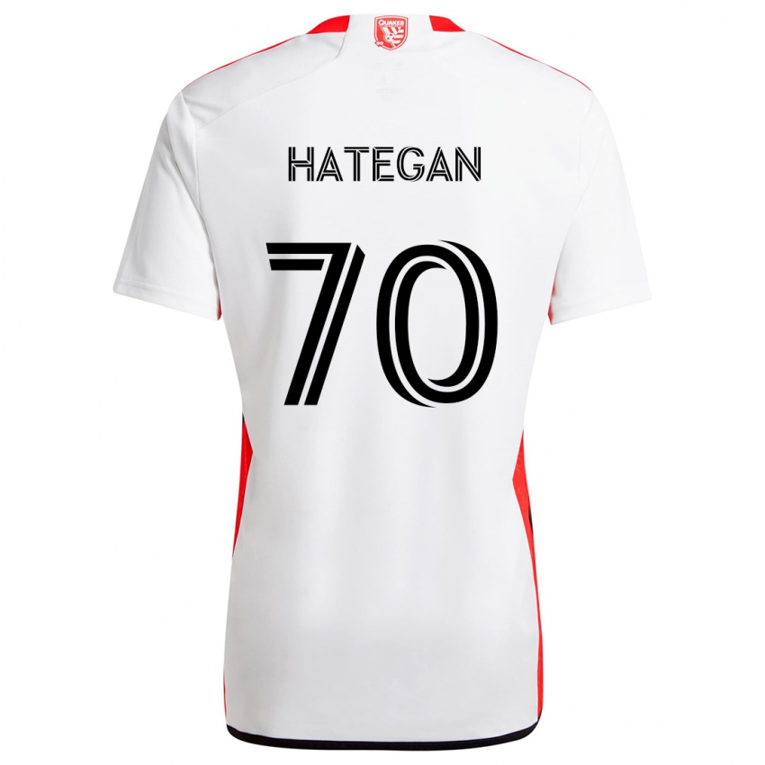 Børn Roberto Hategan #70 Hvid Rød Udebane Spillertrøjer 2024/25 Trøje T-Shirt