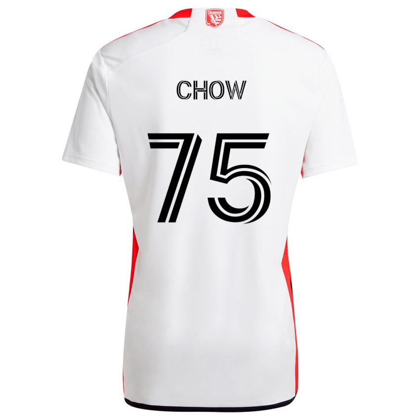 Børn Alex Chow #75 Hvid Rød Udebane Spillertrøjer 2024/25 Trøje T-Shirt