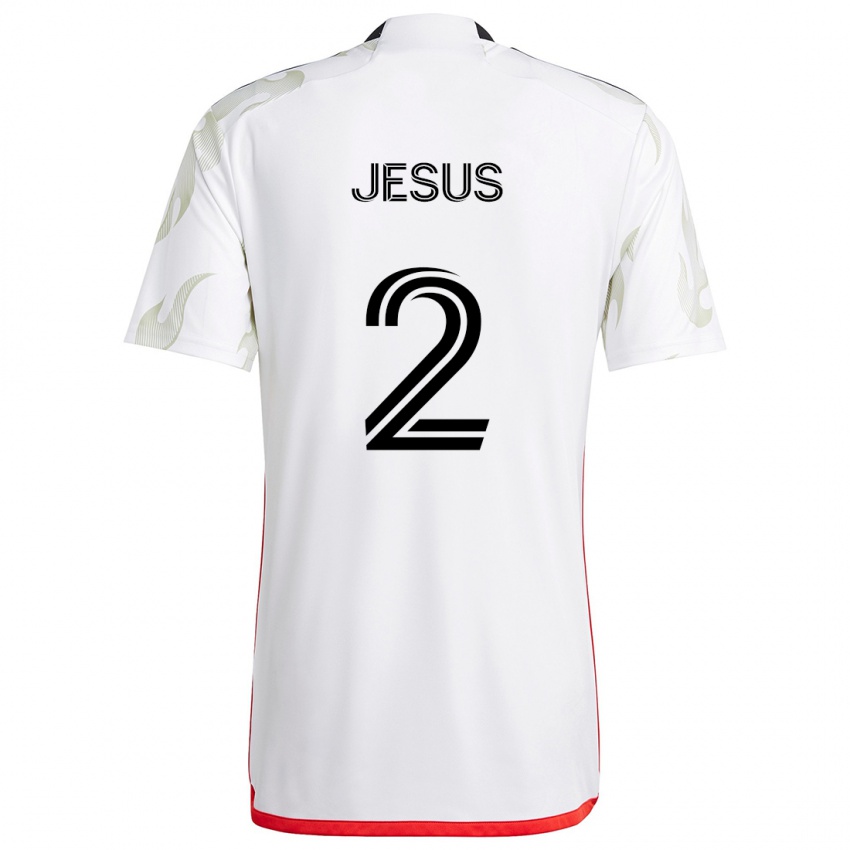 Børn Geovane Jesus #2 Hvid Rød Sort Udebane Spillertrøjer 2024/25 Trøje T-Shirt