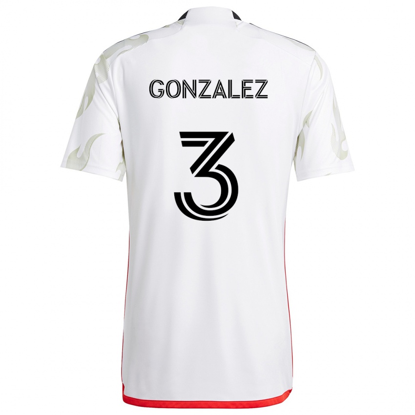 Børn Omar González #3 Hvid Rød Sort Udebane Spillertrøjer 2024/25 Trøje T-Shirt