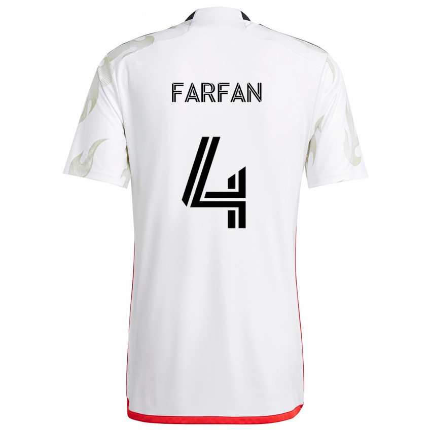 Børn Marco Farfán #4 Hvid Rød Sort Udebane Spillertrøjer 2024/25 Trøje T-Shirt