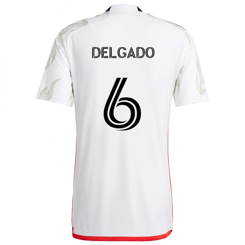 Børn Patrickson Delgado #6 Hvid Rød Sort Udebane Spillertrøjer 2024/25 Trøje T-Shirt