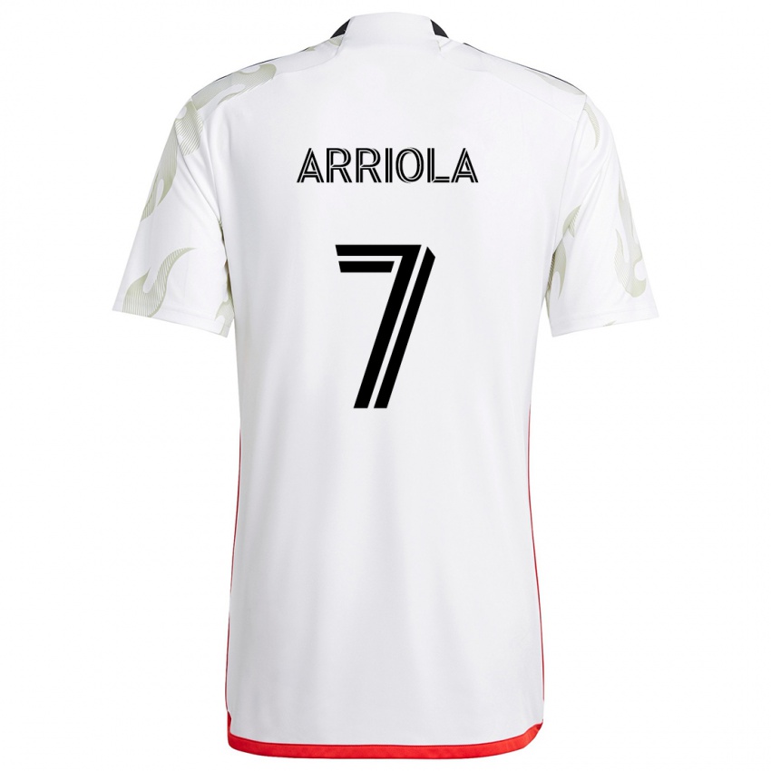 Børn Paul Arriola #7 Hvid Rød Sort Udebane Spillertrøjer 2024/25 Trøje T-Shirt