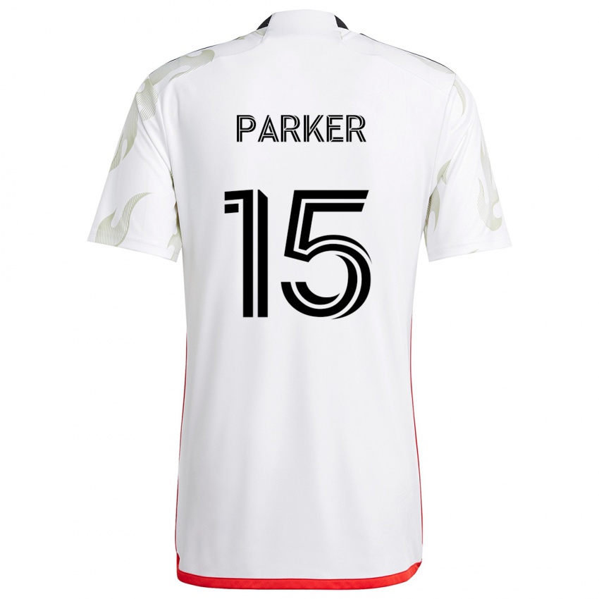 Børn Isaiah Parker #15 Hvid Rød Sort Udebane Spillertrøjer 2024/25 Trøje T-Shirt