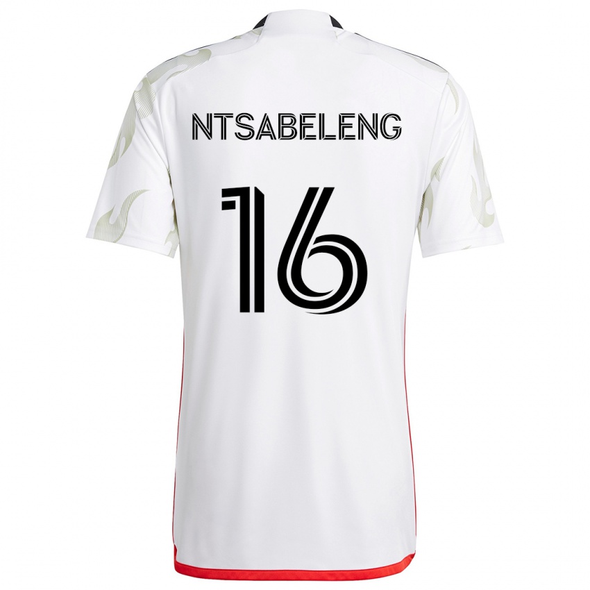 Børn Tsiki Ntsabeleng #16 Hvid Rød Sort Udebane Spillertrøjer 2024/25 Trøje T-Shirt