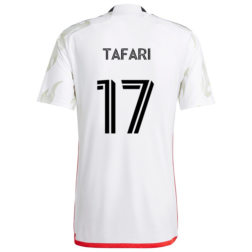 Børn Nkosi Tafari #17 Hvid Rød Sort Udebane Spillertrøjer 2024/25 Trøje T-Shirt