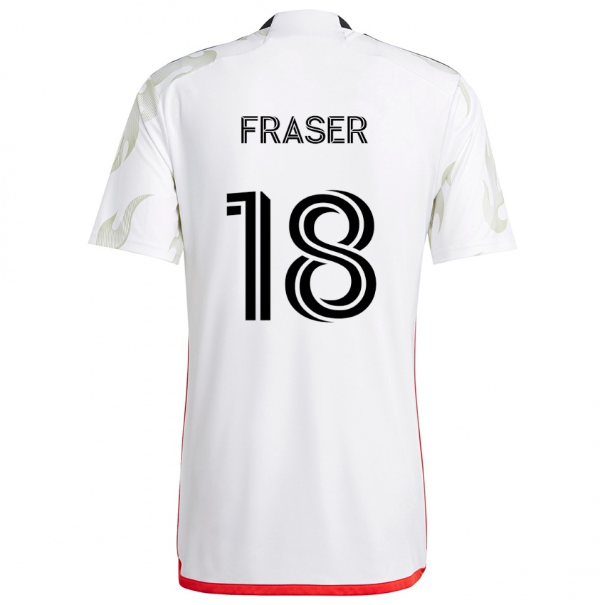 Børn Liam Fraser #18 Hvid Rød Sort Udebane Spillertrøjer 2024/25 Trøje T-Shirt