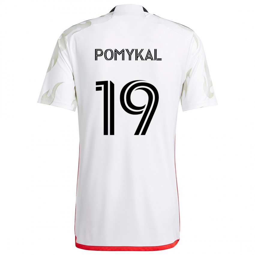 Børn Paxton Pomykal #19 Hvid Rød Sort Udebane Spillertrøjer 2024/25 Trøje T-Shirt