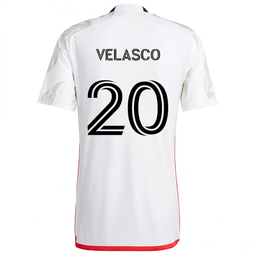 Børn Alan Velasco #20 Hvid Rød Sort Udebane Spillertrøjer 2024/25 Trøje T-Shirt