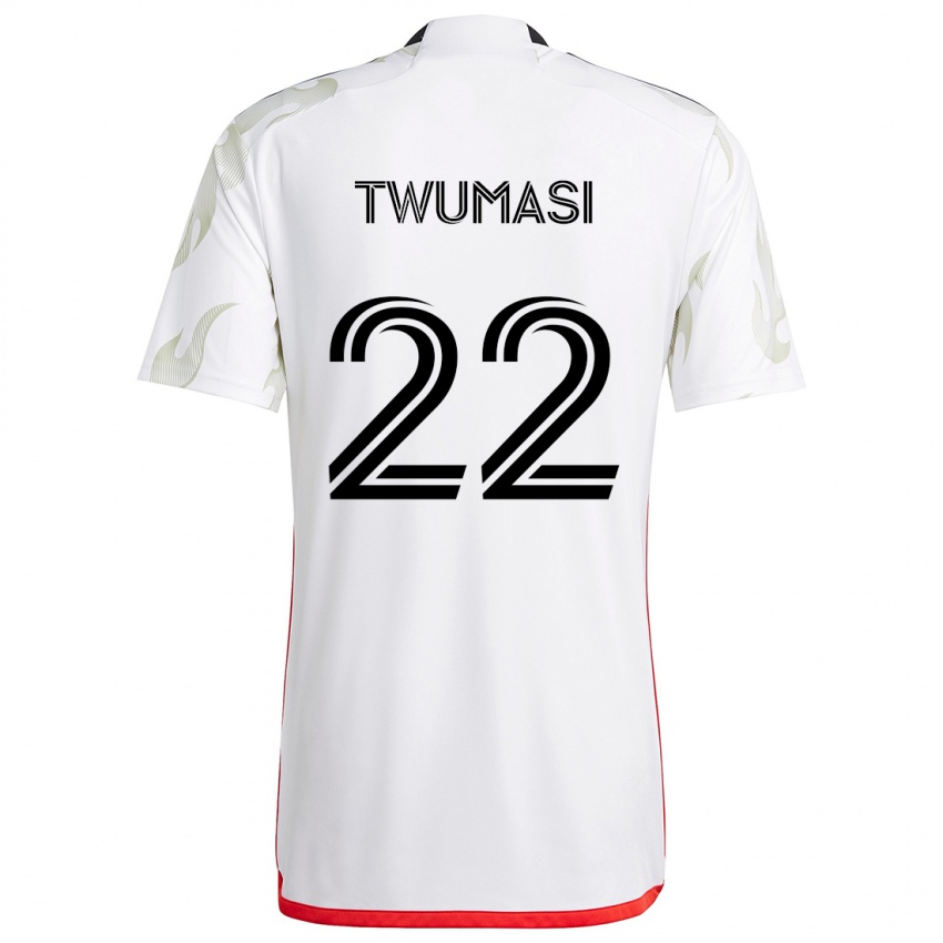 Børn Ema Twumasi #22 Hvid Rød Sort Udebane Spillertrøjer 2024/25 Trøje T-Shirt