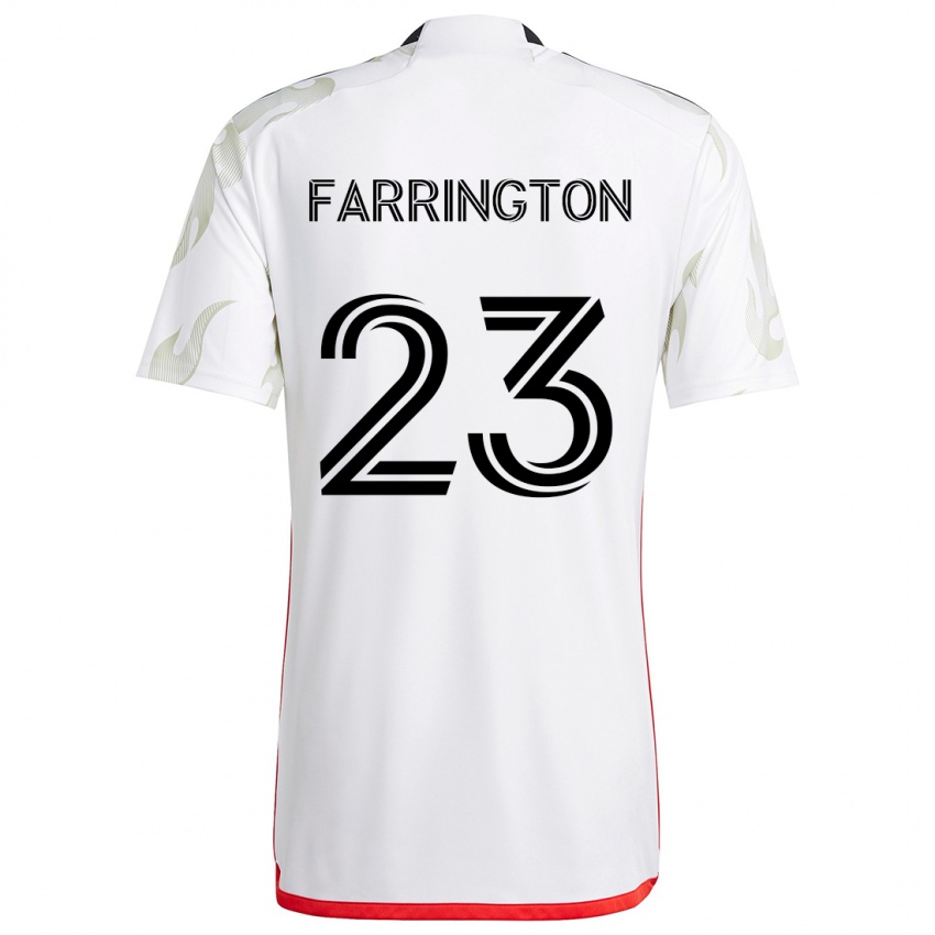 Børn Logan Farrington #23 Hvid Rød Sort Udebane Spillertrøjer 2024/25 Trøje T-Shirt