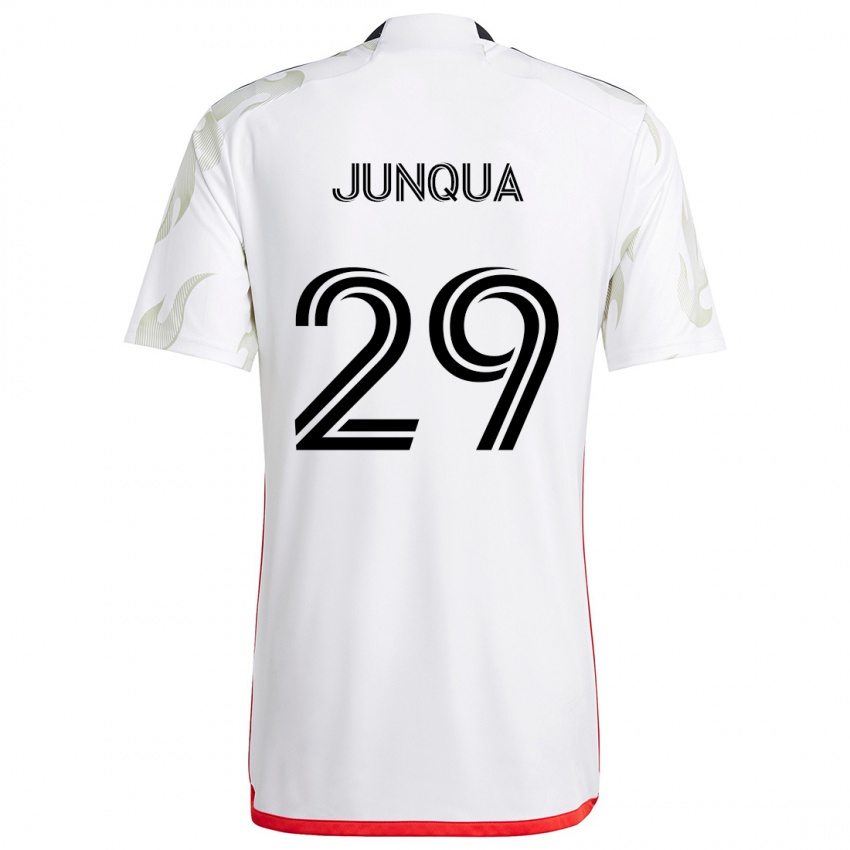 Børn Sam Junqua #29 Hvid Rød Sort Udebane Spillertrøjer 2024/25 Trøje T-Shirt