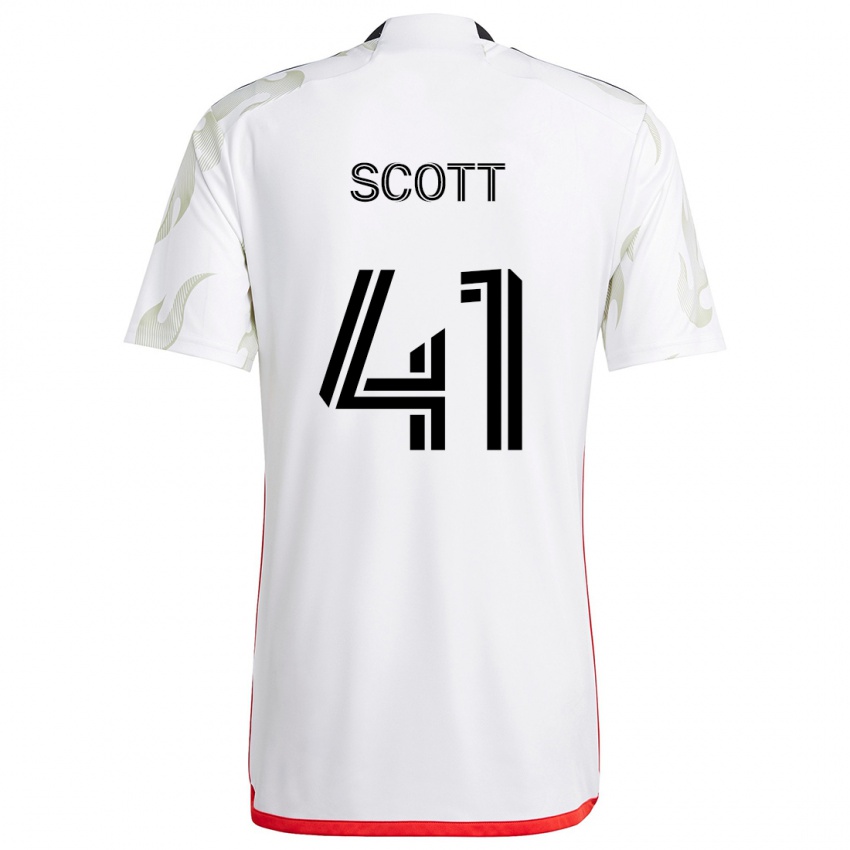 Børn Tarik Scott #41 Hvid Rød Sort Udebane Spillertrøjer 2024/25 Trøje T-Shirt