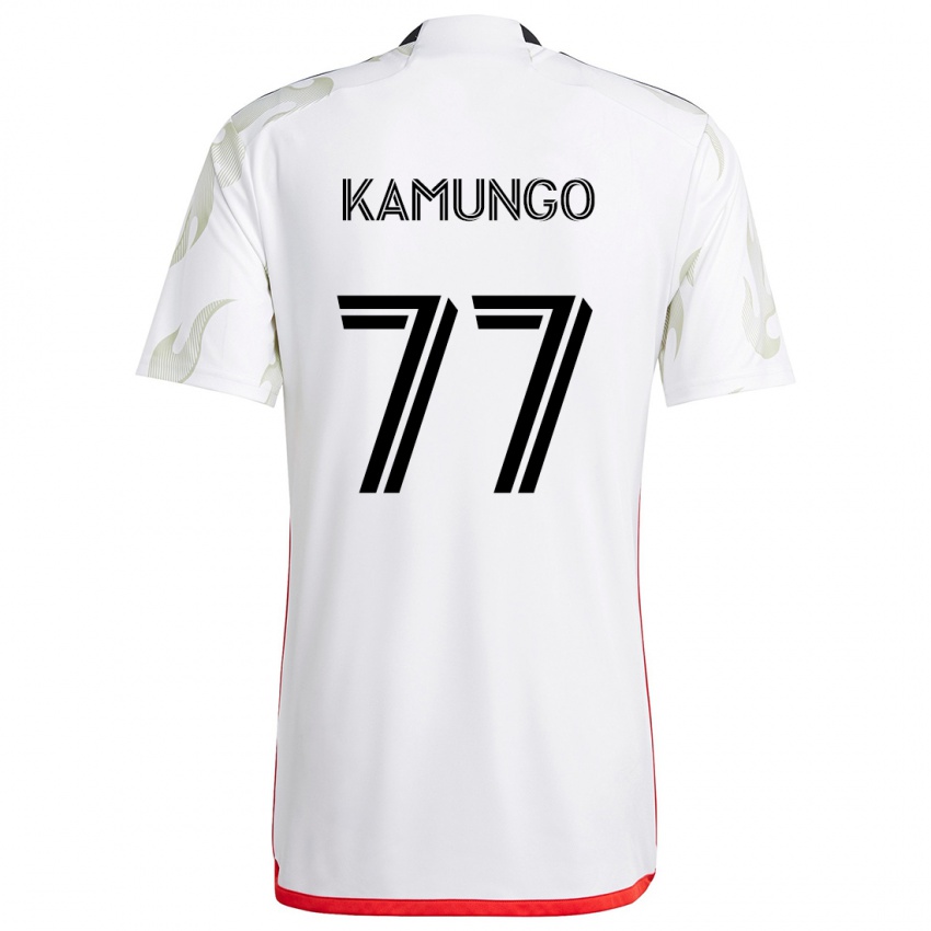 Børn Bernard Kamungo #77 Hvid Rød Sort Udebane Spillertrøjer 2024/25 Trøje T-Shirt