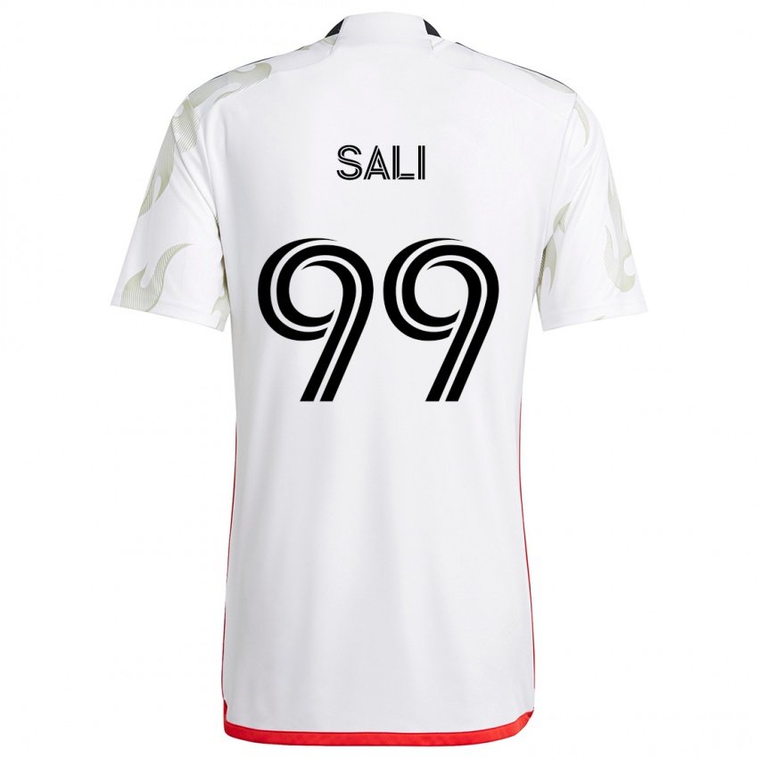 Børn Enes Sali #99 Hvid Rød Sort Udebane Spillertrøjer 2024/25 Trøje T-Shirt