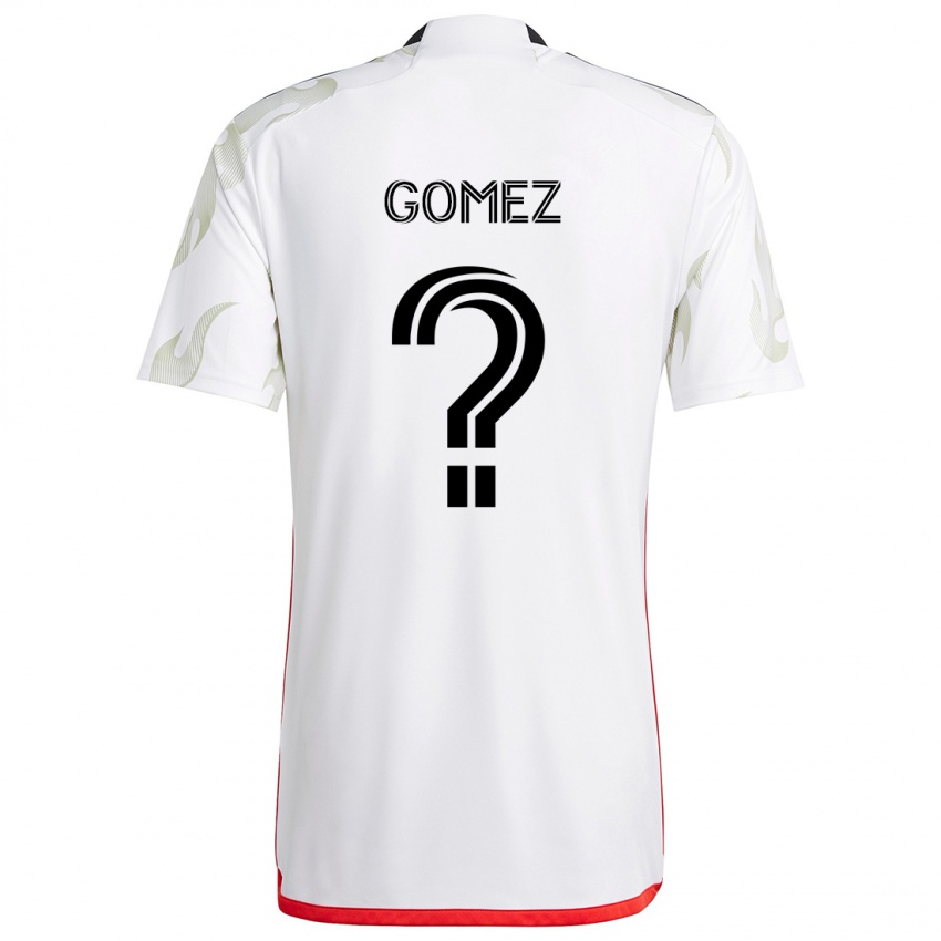 Børn Victor Gomez #0 Hvid Rød Sort Udebane Spillertrøjer 2024/25 Trøje T-Shirt