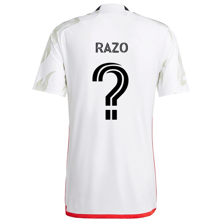 Børn Edgar Razo #0 Hvid Rød Sort Udebane Spillertrøjer 2024/25 Trøje T-Shirt