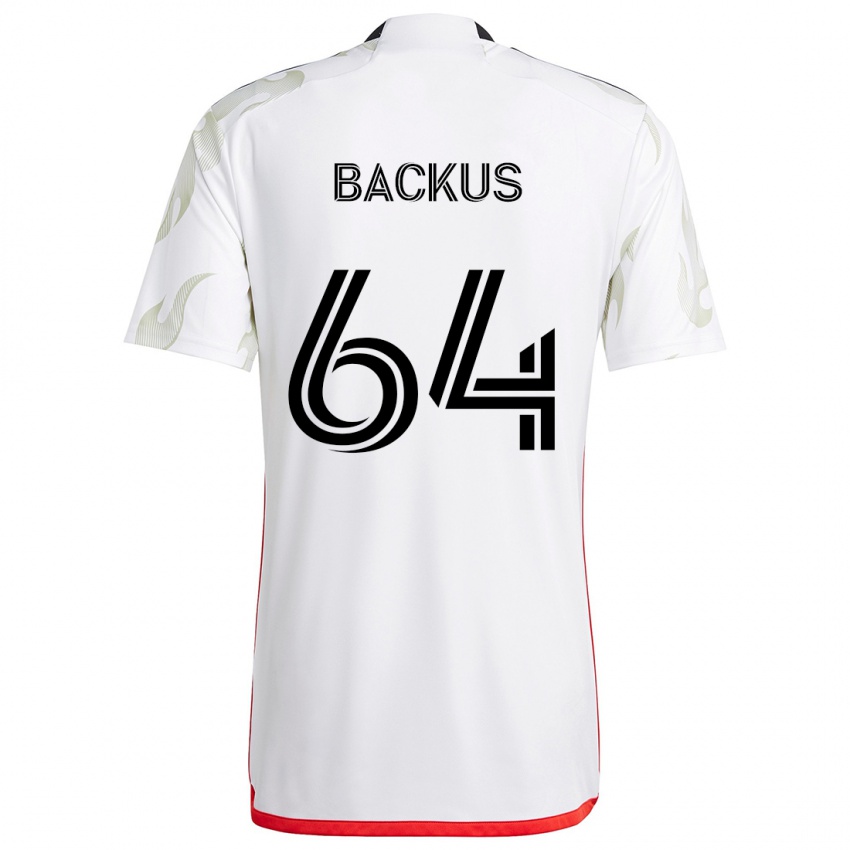 Børn Braeden Backus #64 Hvid Rød Sort Udebane Spillertrøjer 2024/25 Trøje T-Shirt