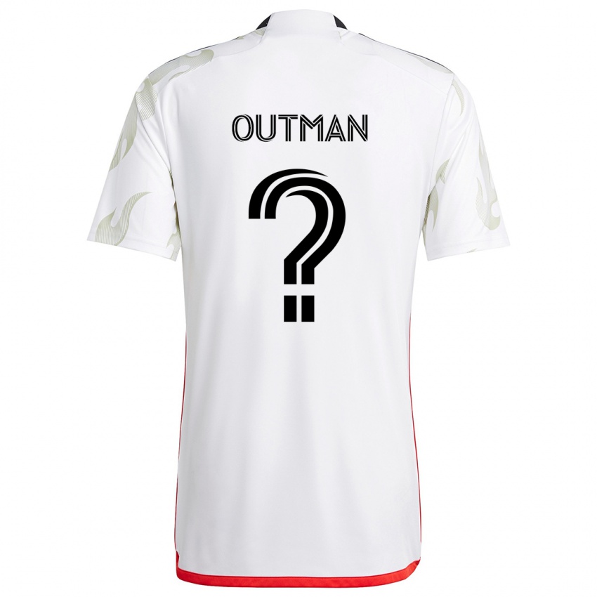 Børn Bryce Outman #0 Hvid Rød Sort Udebane Spillertrøjer 2024/25 Trøje T-Shirt