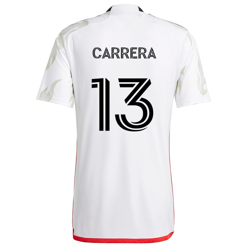 Børn Antonio Carrera #13 Hvid Rød Sort Udebane Spillertrøjer 2024/25 Trøje T-Shirt