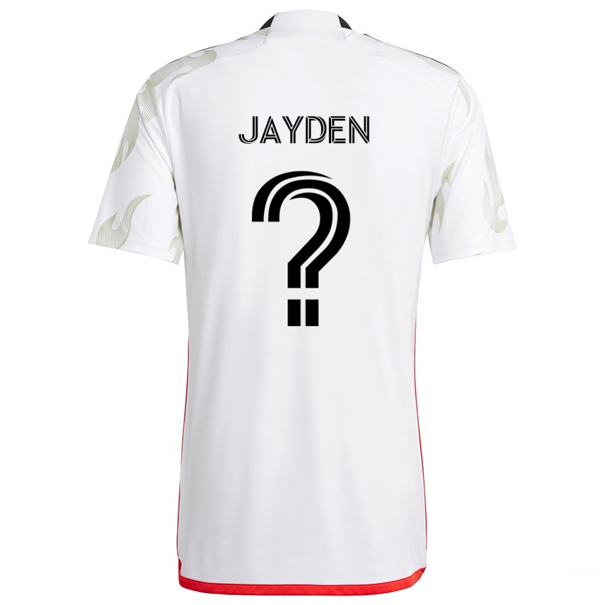 Børn Rus Jayden #0 Hvid Rød Sort Udebane Spillertrøjer 2024/25 Trøje T-Shirt