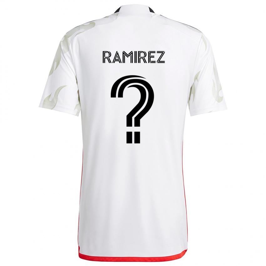 Børn Anthony Ramirez #0 Hvid Rød Sort Udebane Spillertrøjer 2024/25 Trøje T-Shirt