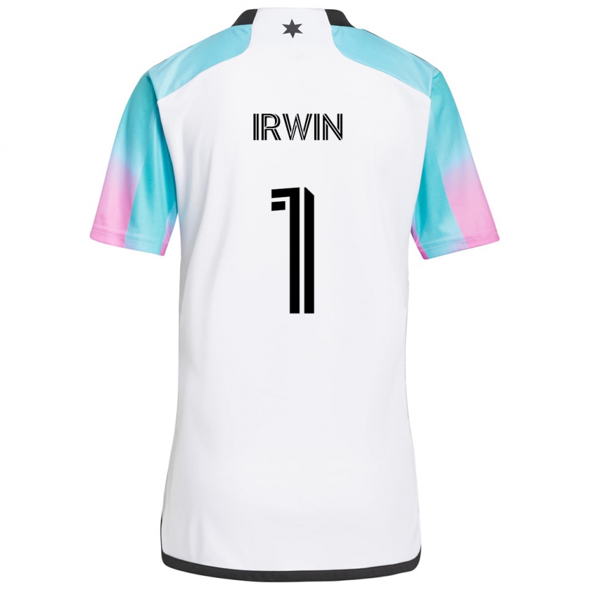 Børn Clint Irwin #1 Hvid Blå Sort Udebane Spillertrøjer 2024/25 Trøje T-Shirt