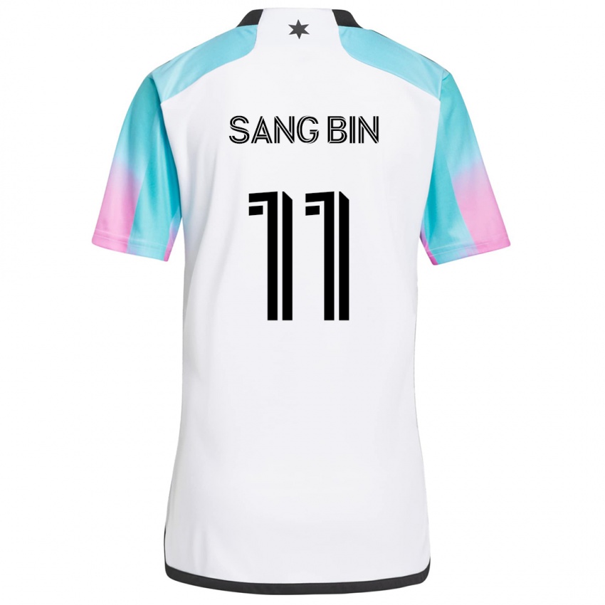 Børn Sang-Bin Jeong #11 Hvid Blå Sort Udebane Spillertrøjer 2024/25 Trøje T-Shirt