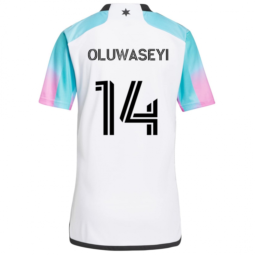 Børn Tani Oluwaseyi #14 Hvid Blå Sort Udebane Spillertrøjer 2024/25 Trøje T-Shirt