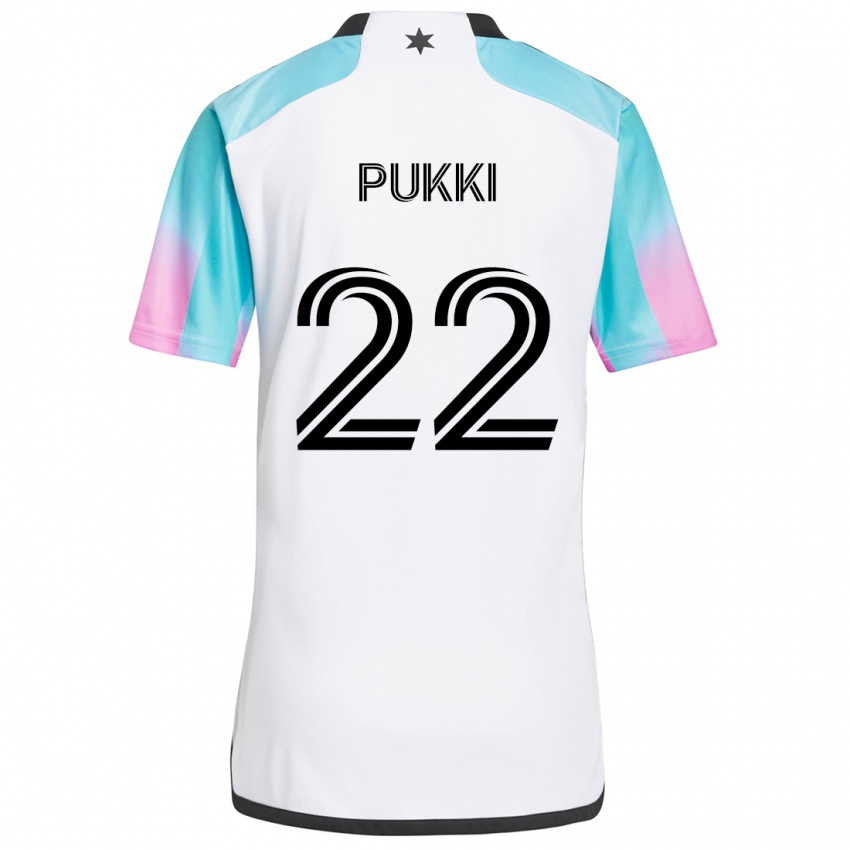 Børn Teemu Pukki #22 Hvid Blå Sort Udebane Spillertrøjer 2024/25 Trøje T-Shirt