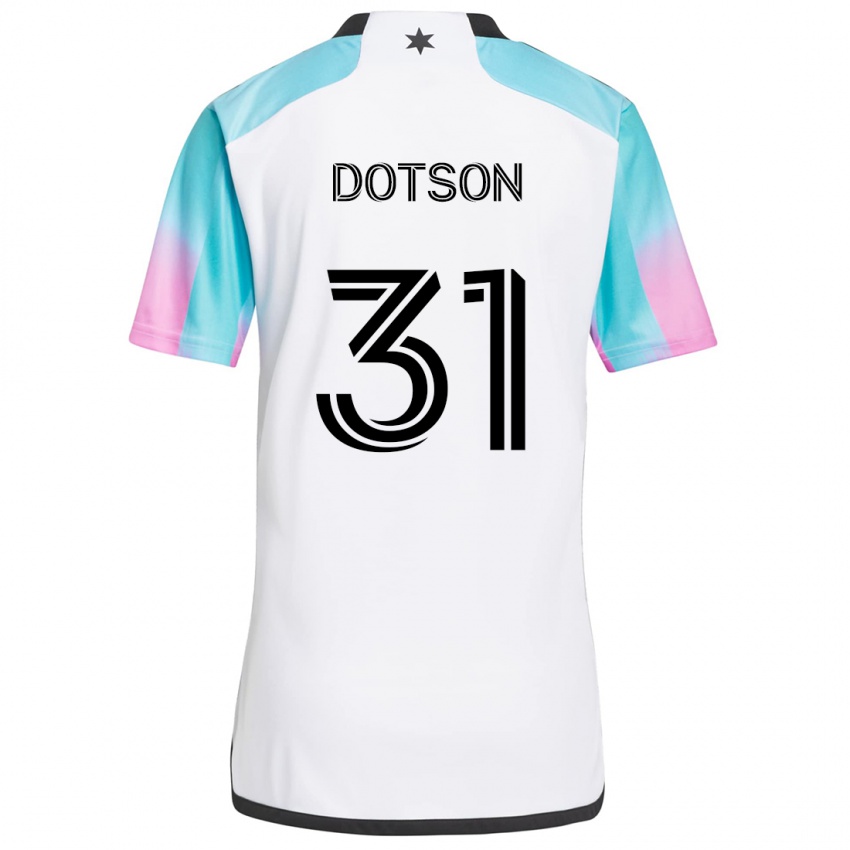 Børn Hassani Dotson #31 Hvid Blå Sort Udebane Spillertrøjer 2024/25 Trøje T-Shirt